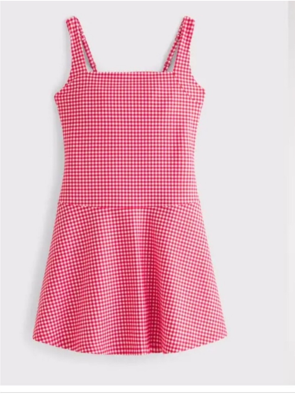 Abercrombie YPB sculptLUX Squareneck Active Dress Red Gingham Picnic skort - Picture 2 of 11